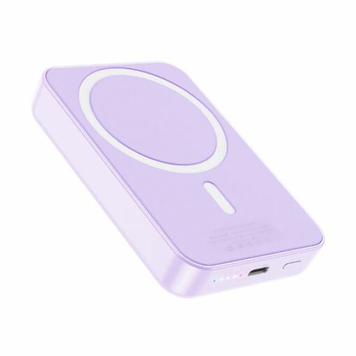 powerbank magnetisk med tradlos laddning 10000 mah lila 2