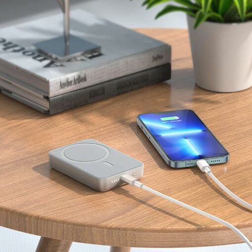 powerbank magnetisk med tradlos laddning 10000 mah vit 5