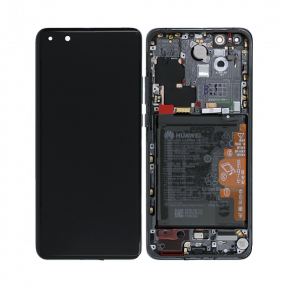Original Huawei P40 Pro Skärm Display med Batteri - Svart (ELS-N29D) - 02353PJG