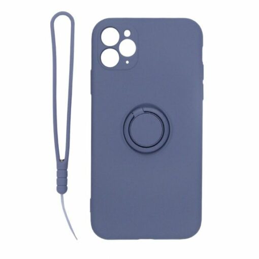 iPhone 11 Pro Silikonskal med Ringhållare och Handrem Grå
