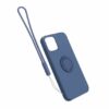 iPhone 12 Pro Max Silikonskal med Ringhållare och Handrem Grå