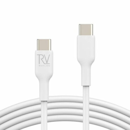 Rvelon USB C till USB C Kabel 2m Vit