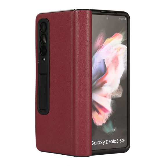 Samsung Galaxy Z Fold 3 Fodral i Äkta Läder - Röd
