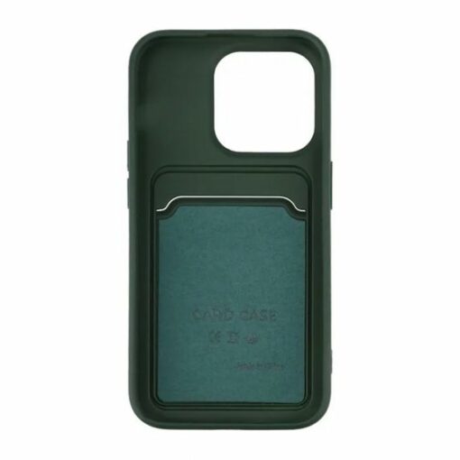 iPhone 15 Pro Mobilskal Silikon med Korthållare - Grön
