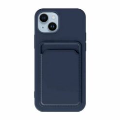 iPhone 15 Mobilskal Silikon med Korthållare Blå