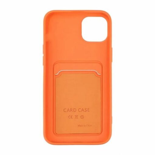 iPhone 15 Mobilskal Silikon med Korthållare Orange