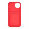 iPhone 15 Mobilskal Silikon med Korthållare Röd