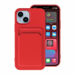 iPhone 15 Mobilskal Silikon med Korthållare Röd