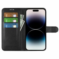 iPhone 15 Plånboksfodral med stativ Svart