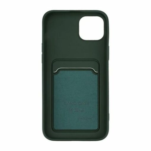 iPhone 15 Plus Mobilskal Silikon med Korthållare Grön