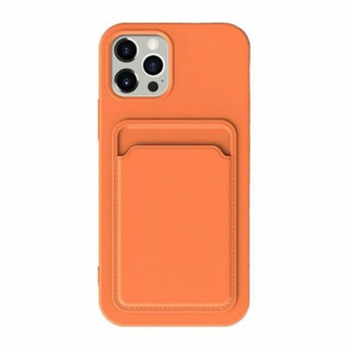 iPhone 15 Plus Mobilskal Silikon med Korthållare Orange