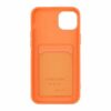 iPhone 15 Plus Mobilskal Silikon med Korthållare Orange