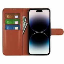 iPhone 15 Plus Plånboksfodral med stativ Brun