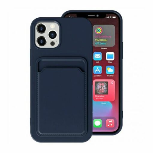 iPhone 15 Pro Max Mobilskal Silikon med Korthållare Blå