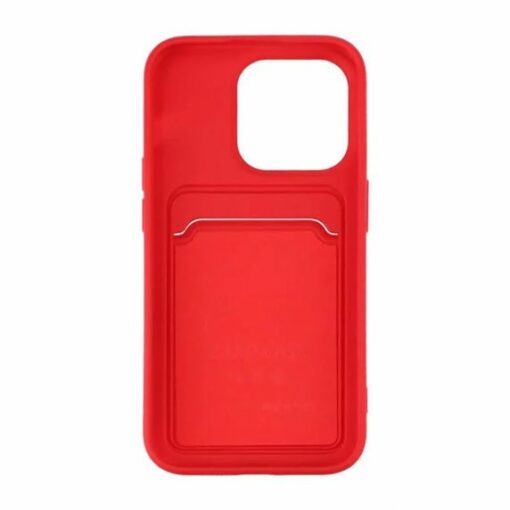 iPhone 15 Pro Max Mobilskal Silikon med Korthållare Röd