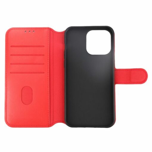 iPhone 15 Pro Max Plånboksfodral Läder Rvelon Röd