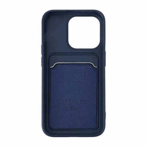 iPhone 15 Pro Mobilskal Silikon med Korthållare Blå