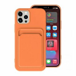 iPhone 15 Pro Mobilskal Silikon med Korthållare Orange