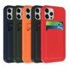 iPhone 15 Pro Mobilskal Silikon med Korthållare Orange