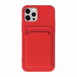 iPhone 15 Pro Mobilskal Silikon med Korthållare Röd
