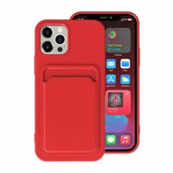 iPhone 15 Pro Mobilskal Silikon med Korthållare Röd