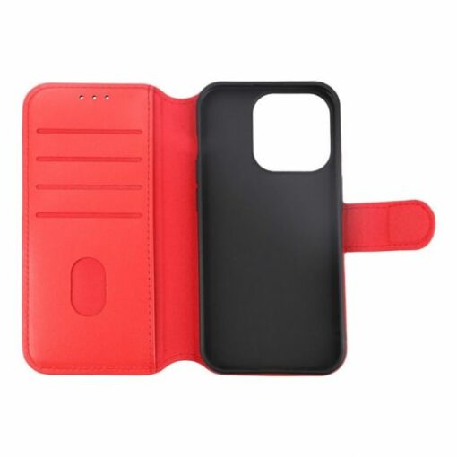 iPhone 15 Pro Plånboksfodral Läder Rvelon Röd