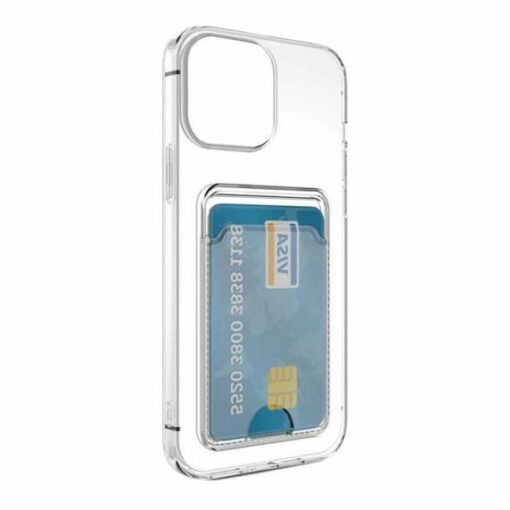iPhone 15 Pro Stöttåligt Skal med Korthållare Transparent