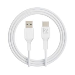 Vit USB-A till USB-C-kabel 1 m rullad i en ring