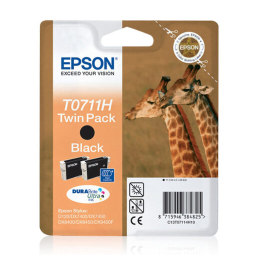 Epson T0711 Twin Pack Svart Bläck C13T07114H10