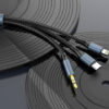 Dudao L12Pro 3.5mm Jack to 3.5mm Jack/USB C/Lightning 3 in 1 cable 1m grå