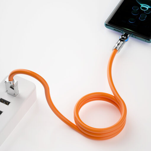 Dudao L24AC USB A to angled USB C cable 120W 1m 180° rotation orange