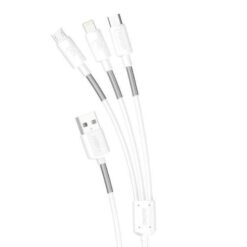 Dudao L8s upgrade USB A to Lightning/USB Micro/USB C 3 in 1 cable 1.2m hvid