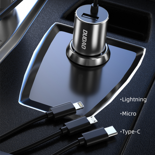 Dudao R5ProN car adapter 17Watt Lightning/USB C/USB Micro 1m
