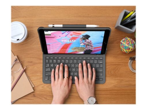 Logitech Slim Folio Tastatur og folio kasse Saks Trådløs Tysk