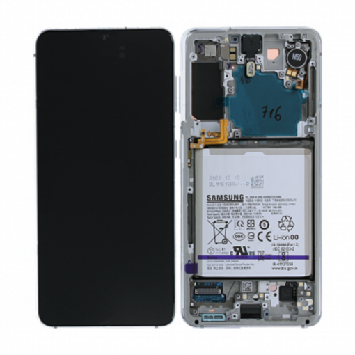Samsung Galaxy S21 5G (SM G991B) Skärm/Display Original + Batteri Original Vit