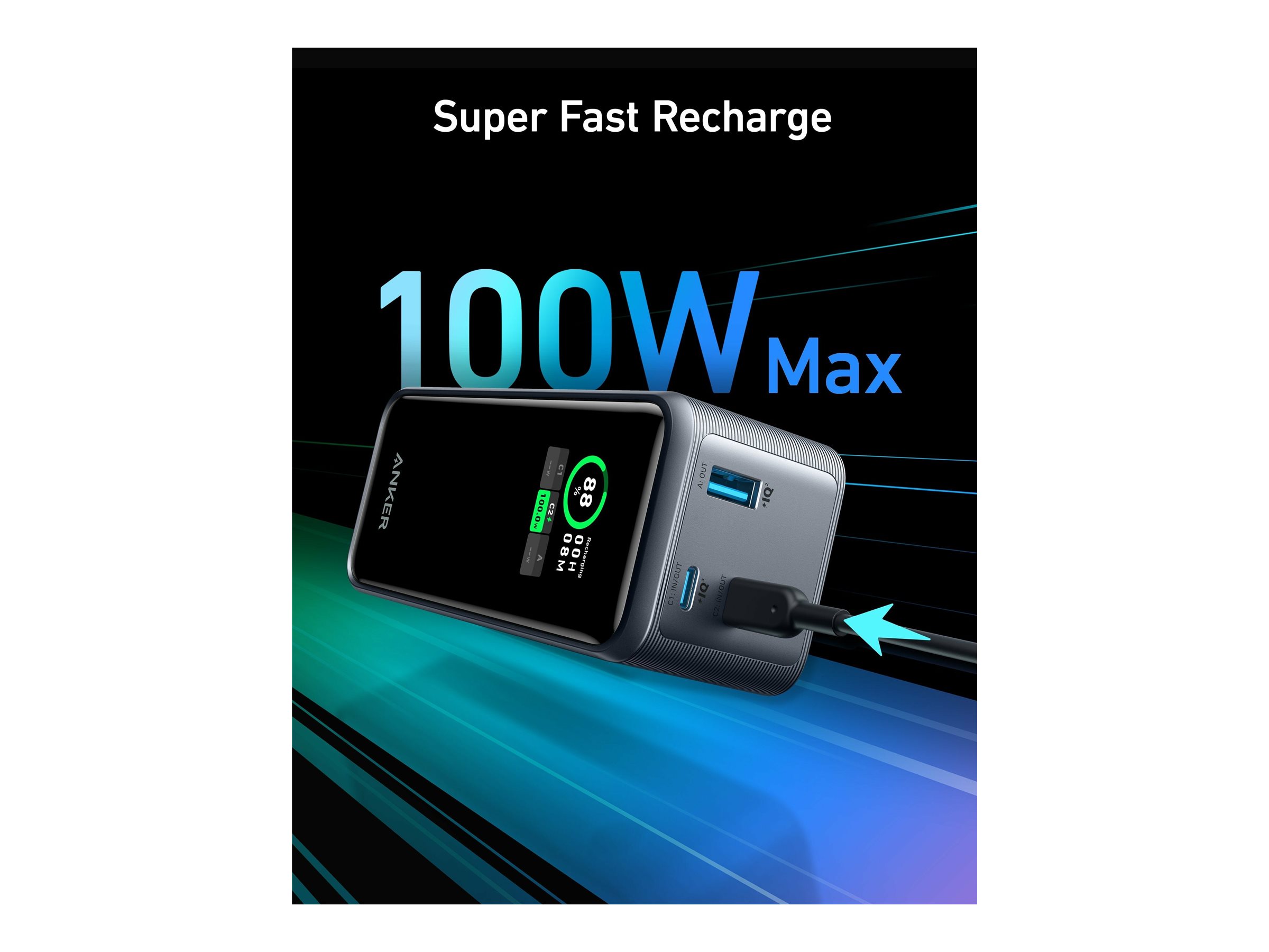 Anker Prime Powerbank 5 : 9 : 10 : 12 : 15 : 20 V 200 Watt 20000 mAh