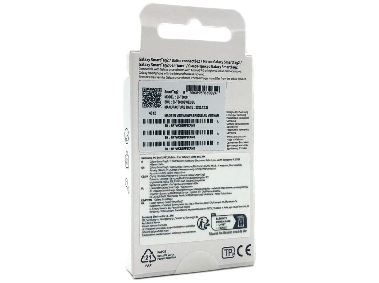 Samsung Galaxy SmartTag2 Anti tab Bluetooth tag Hvid1