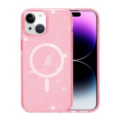 iPhone 15 Mobilskal Glitter Magsafe Rosa