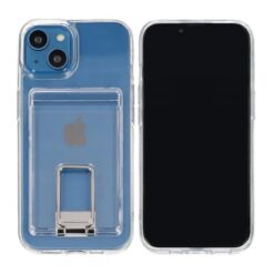 iPhone 15 Mobilskal med Korthållare och Stativ Rvelon Transparent