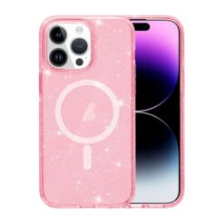 iPhone 15 Pro Max Mobilskal Glitter Magsafe Rosa