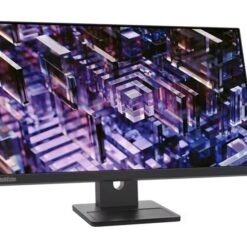 Lenovo ThinkVision E24q-30 skärm i vinkel, visar smal skärmram