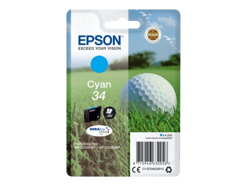 Epson 34 Cyan 300 sider Blæk C13T34624010