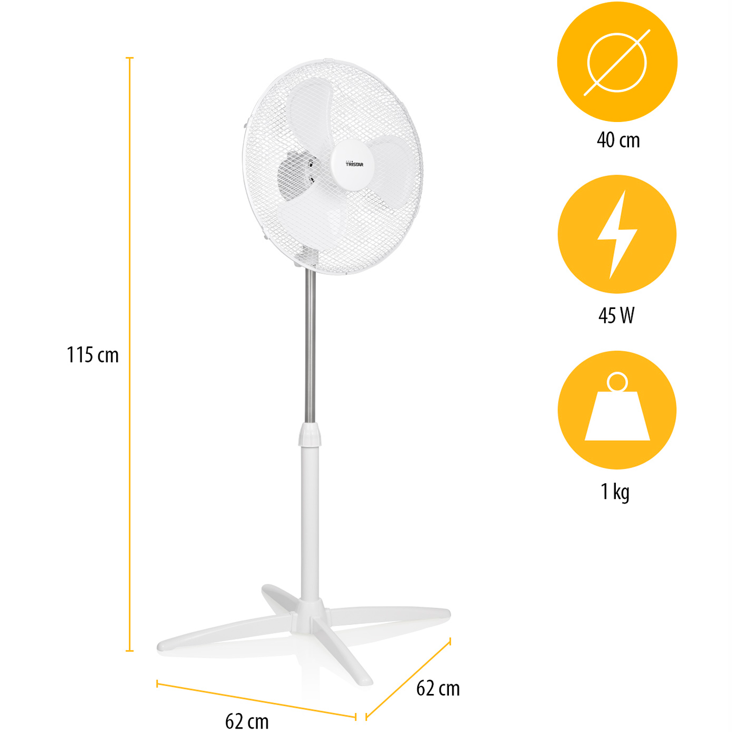 Golvfläkt 23cm Justerbar Höjd 85-115 cm