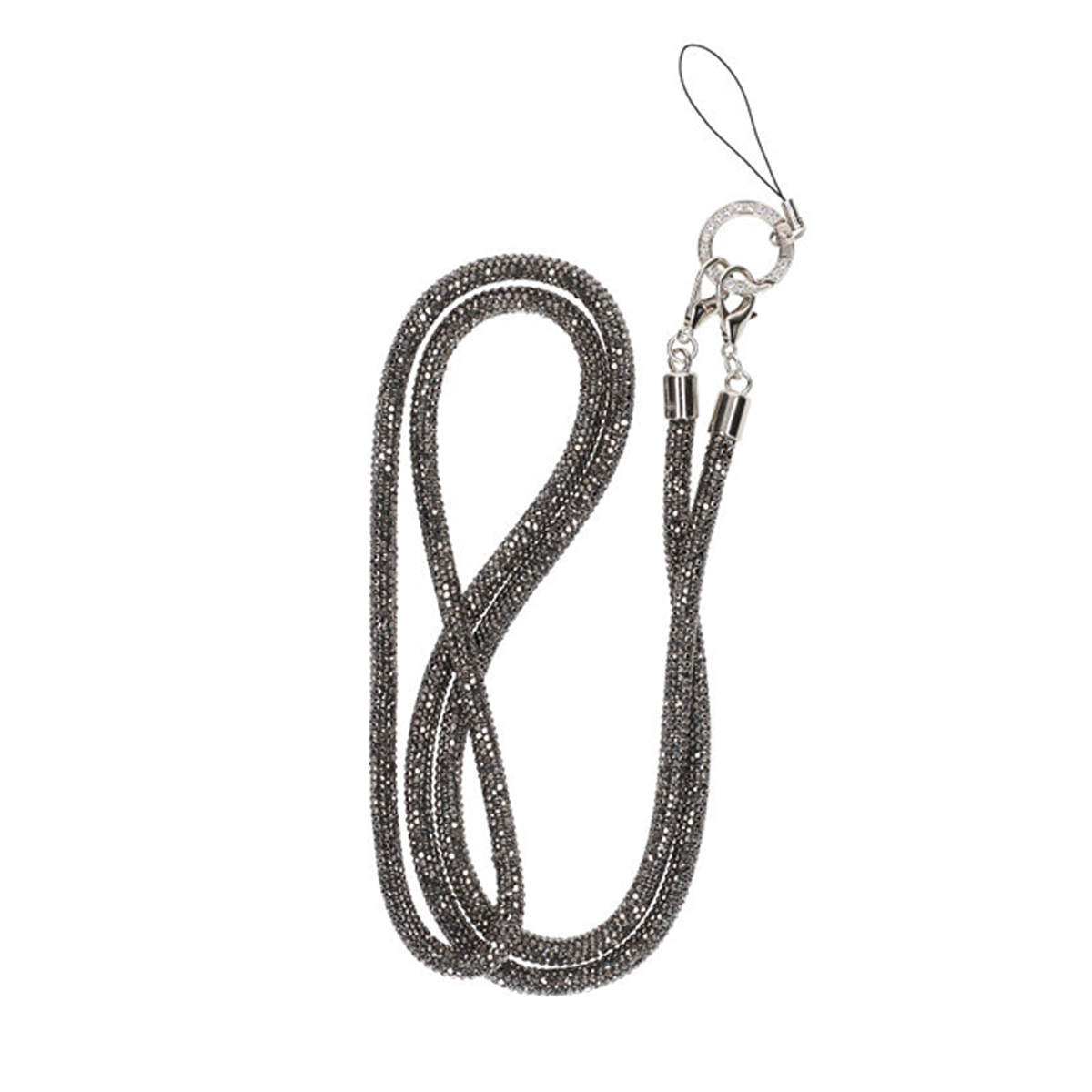 Mobilband Halsband 120cm - Mörkgrå glitter