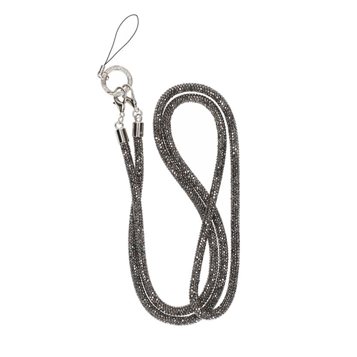 Mobilband Halsband 120cm - Mörkgrå glitter