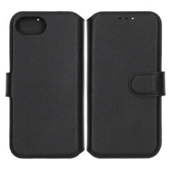Rvelon Plånboksfodral Läder för iPhone 16e - Svart