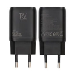 Rvelon Väggladdare 2x USB-C + USB-A 65W GaN - Svart