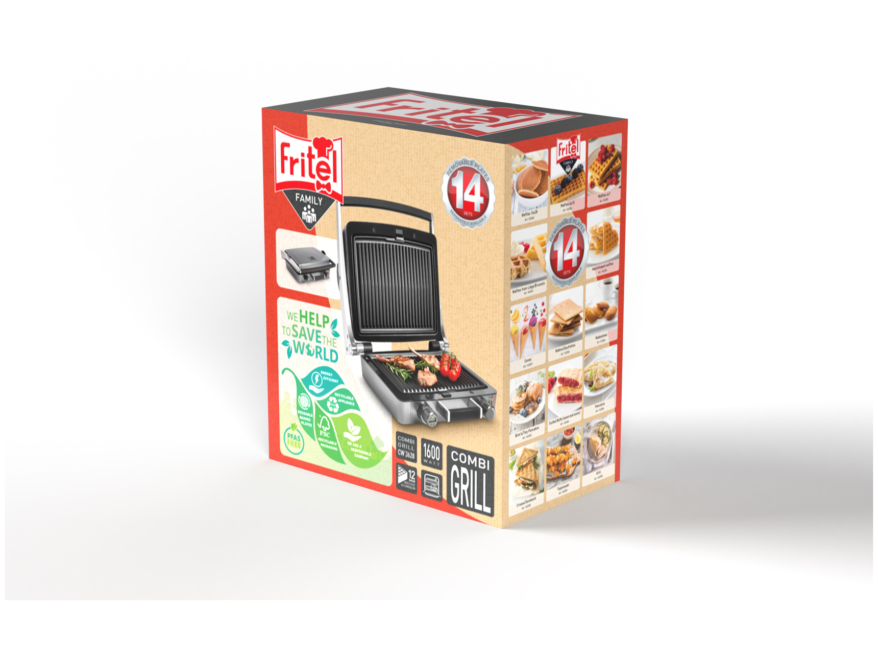 FRITEL WaffleTastic CW 3628 Combi-grill Metallisk anthracit
