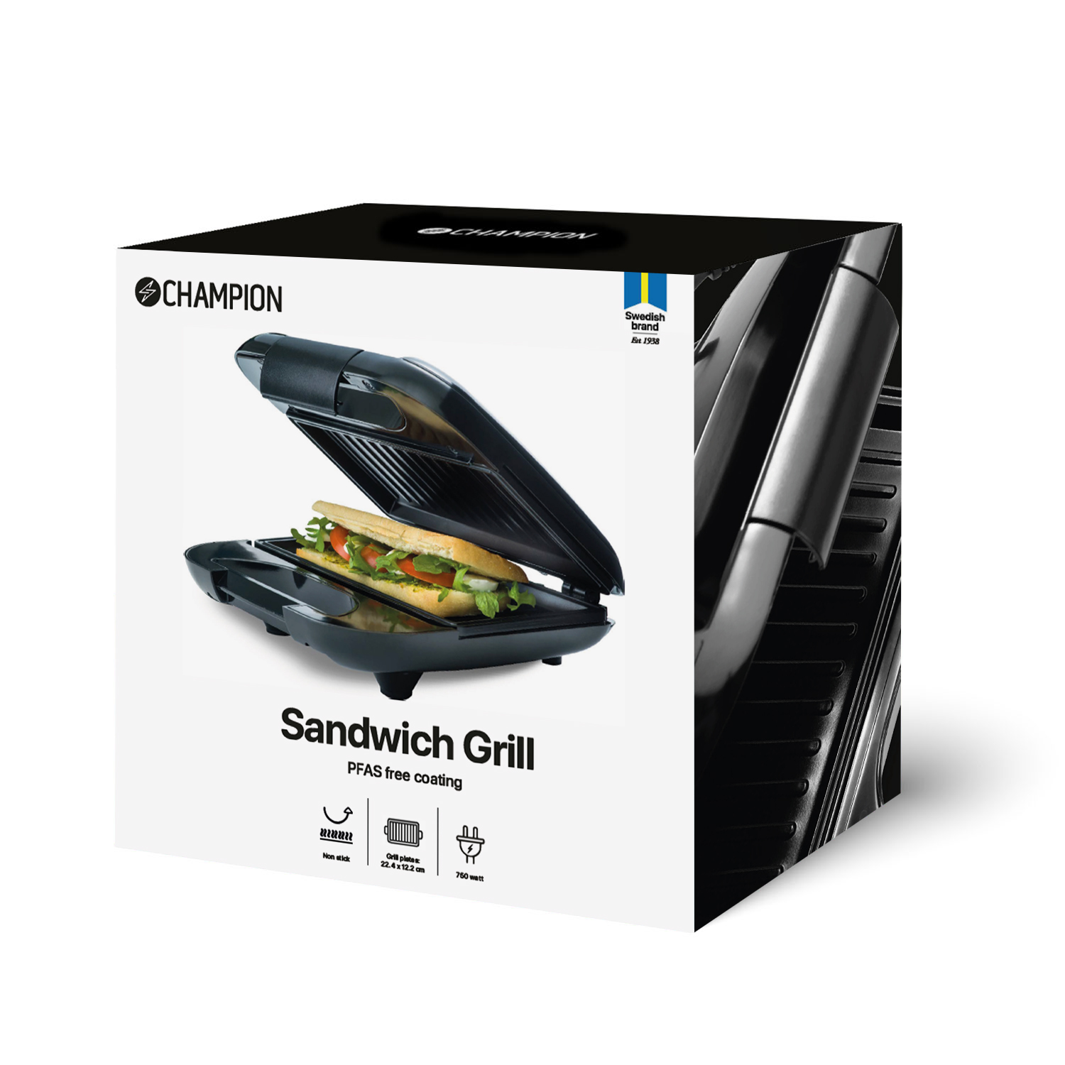 Smörgåsgrill Multi Health 22x12cm 750W SG400 Svart