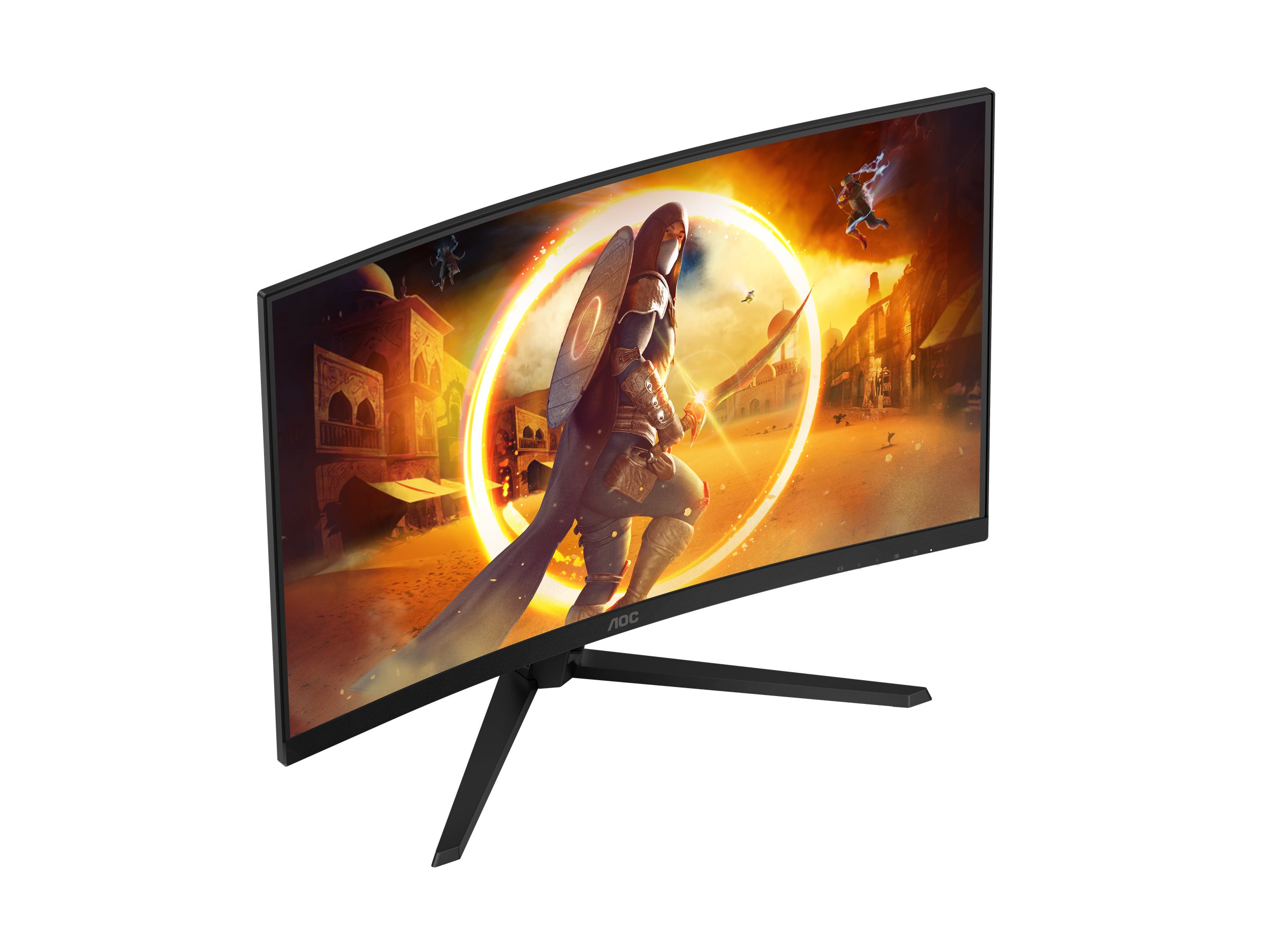 AOC Gaming CQ32G4VE 32" böjd gamingskärm, från sidan i vinkel